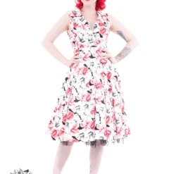 White Rose Floral Sleeveless Penny Dress