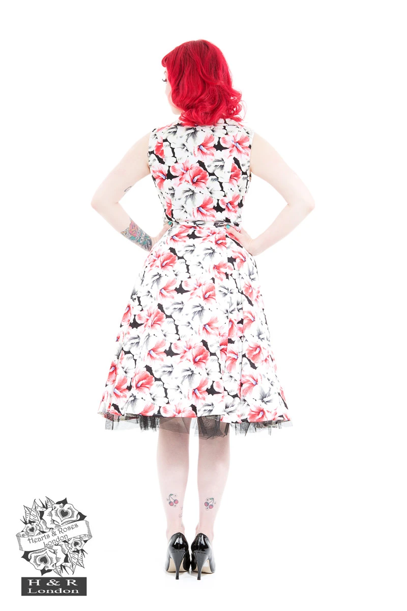 White Rose Floral Sleeveless Penny Dress - Image 2