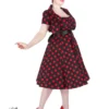 Black Red Big Dot Swing Dress With Bolero