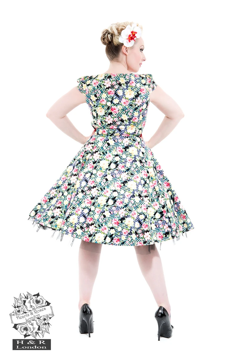 50s Wild Rose Kitsch Floral Dress - Image 2