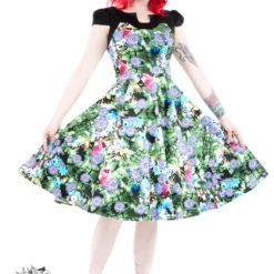 Green Crop Floral Swing Dress