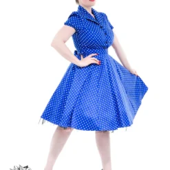 Blue White Small Polka Dot Tea Dress