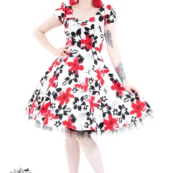 Red Hardy Geraniums Tea Dress