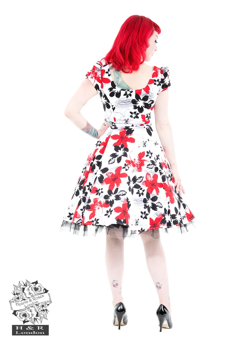 Red Hardy Geraniums Tea Dress - Image 2