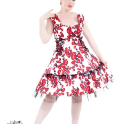 White Sorrento Red Rose Tea Dress