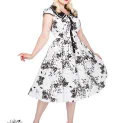 Tonal White Black Floral Day Dress