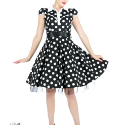 Black White Big Polka Dot Long Dress