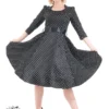 Veronica Black White Polka Dot 3/4 Sleeves Dress