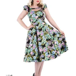 Black Marble Ball Floral Long Dress