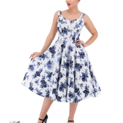 Blue Rosaceae Swing Dress
