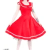 Red Sailor Dress With Round Collar
