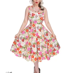 50s Adelise Roses Swing Dress