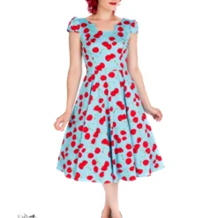 Blue Bombshell Cherry Tea Dress