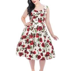 50s Ditsy Rose Floral Summer Dress