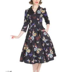 Exotic Butterfly Print Swing Dress