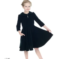 Glamorous Velvet Tea Dress In Green