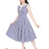 Blue Stripe Hepburn Dress