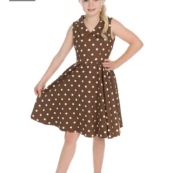 Girls Ravishing Chocolate Polka Dot Swing Dress
