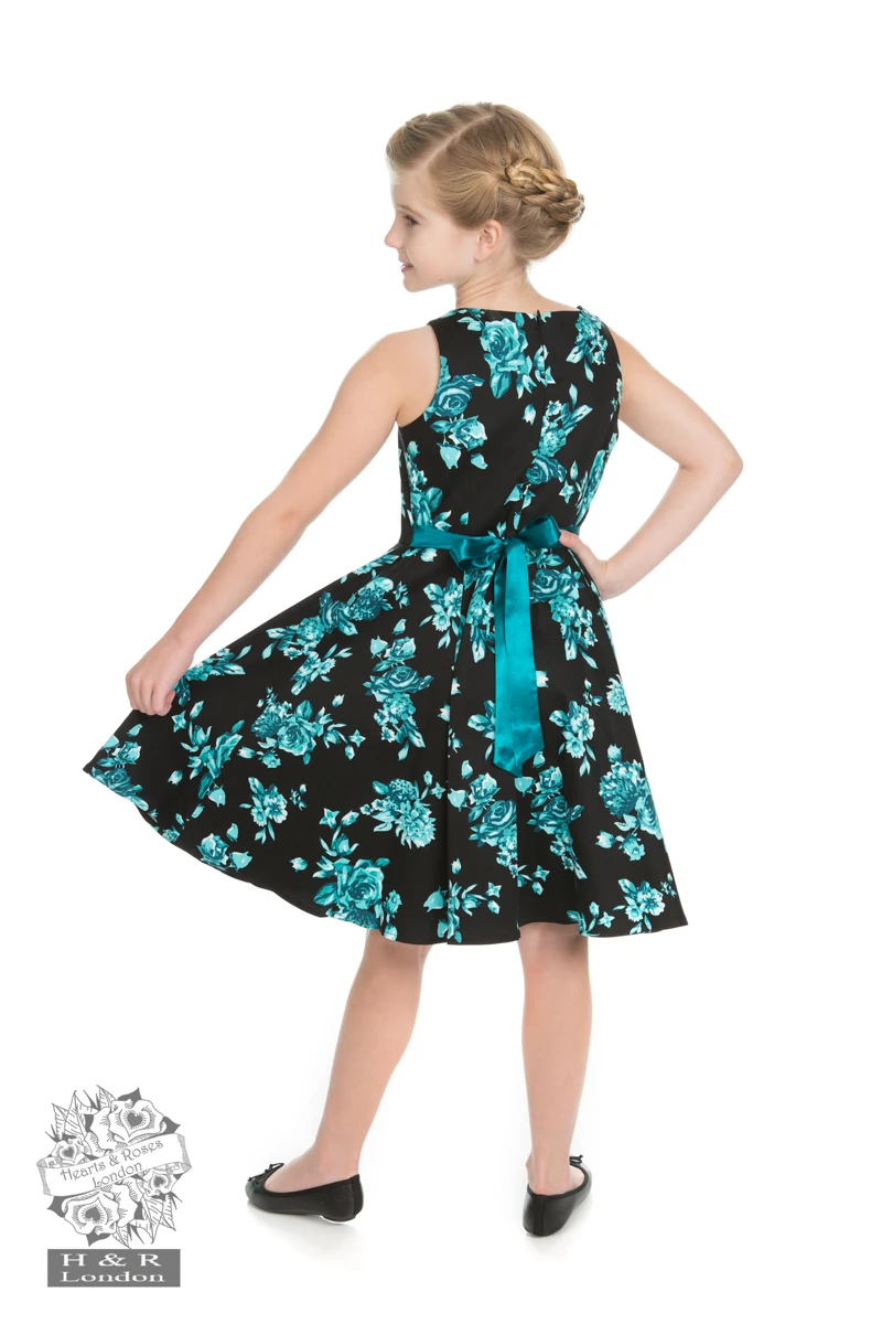 Girls Black Rosaceae Swing Dress - Image 2