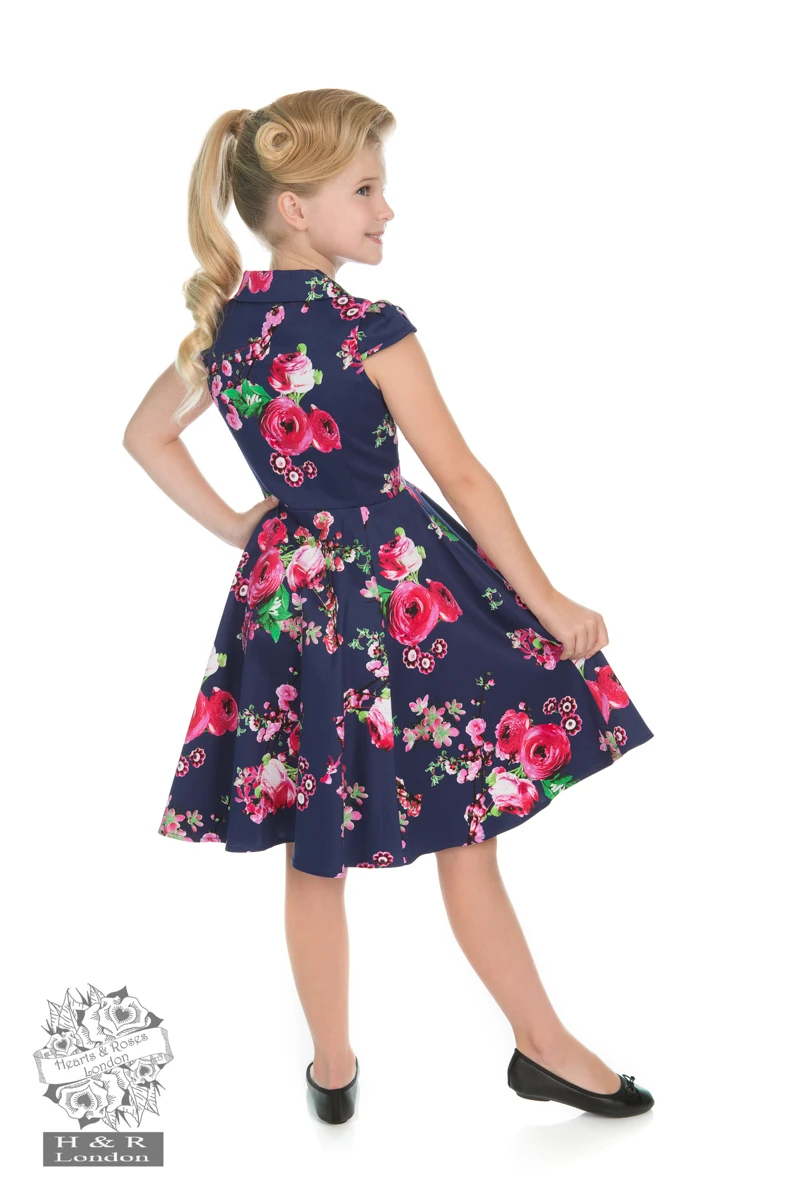 Girls Midnight Garden Floral Tea Dress - Image 2