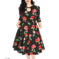 Black Red Roses Dress