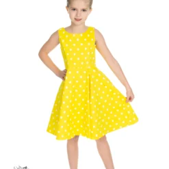 Girls Cindy Polka Dot Swing Dress In Yellow