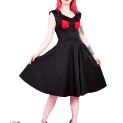 Black Red Bow Lady Hepburn Dress