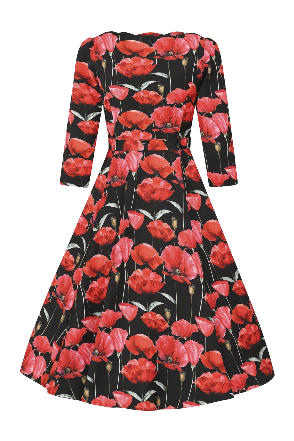Sweet Poppy Swing Dress In Black - Image 4