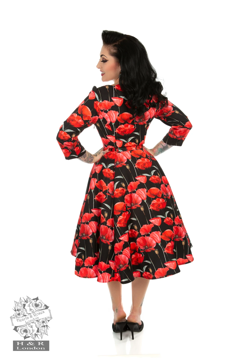 Sweet Poppy Swing Dress In Black - Image 2