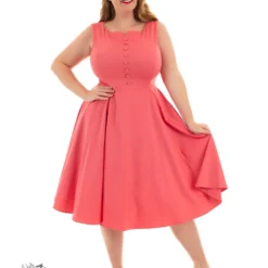 Pink Donna Swing Dress In Plus Size