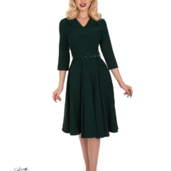 Gabriella Swing Dress In Emerald Green