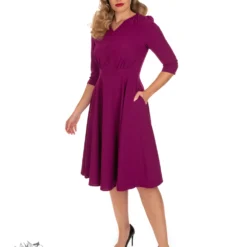 Pretty Plum 50s Swing Dress