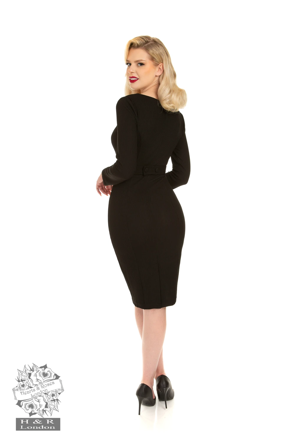 Cassia Black Wiggle Dress - Image 2