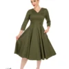 Angelina Khaki Green Swing Dress