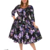 Faye Floral Swing Dress In Plus Size