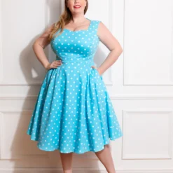 Ruth Polka Dot Swing Dress In Plus Size