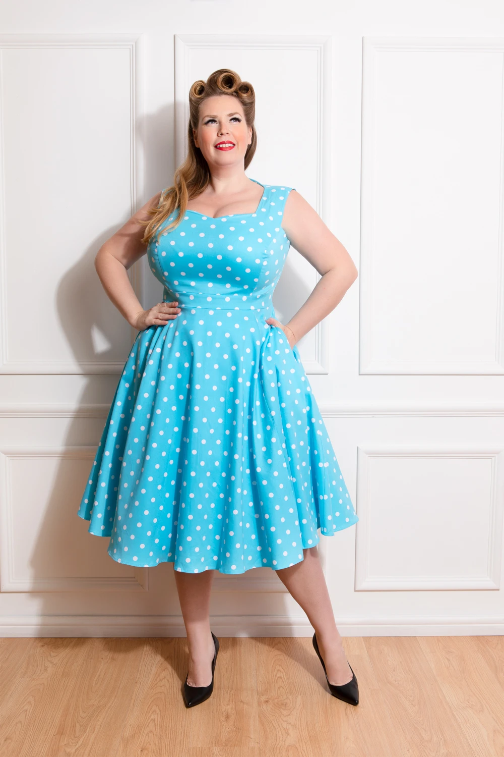 Ruth Polka Dot Swing Dress In Plus Size