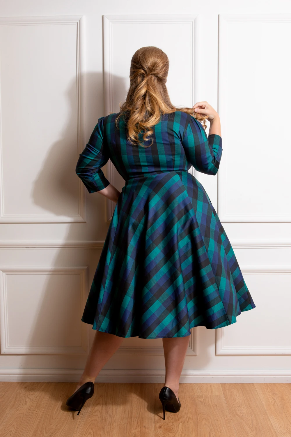 Louisa Check Swing Dress In Plus Size - Image 2