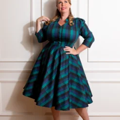 Louisa Check Swing Dress In Plus Size