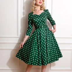 Kylie Green Polka Dot Swing Dress