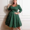 Kylie Green Polka Dot Swing Dress In Plus Size