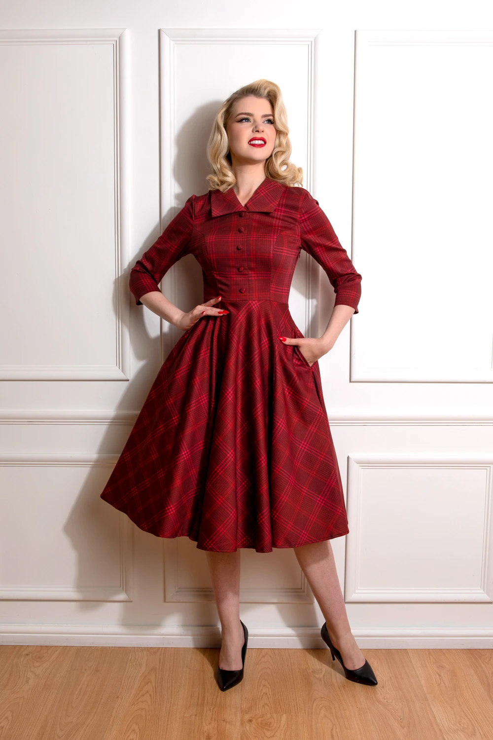 Blake Red Check Swing Dress