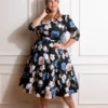 Zoe Floral Swing Dress In Plus Size