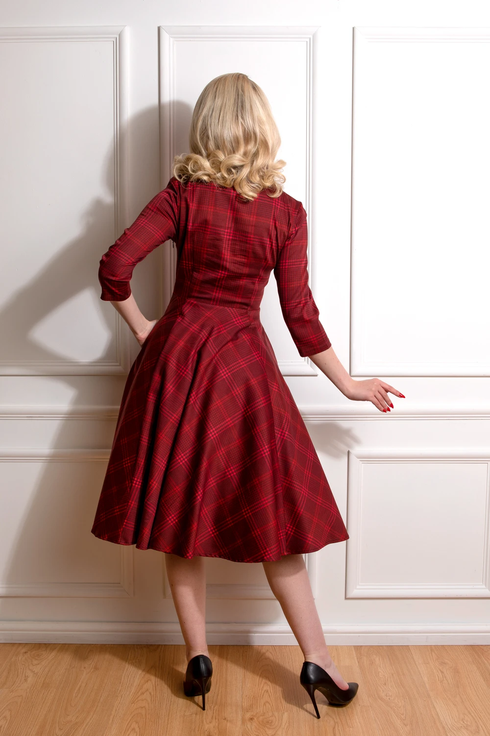 Blake Red Check Swing Dress - Image 2