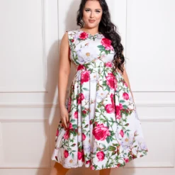 Debbie Floral Swing Dress In Plus Size