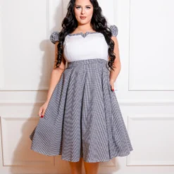 Chelsea Check Swing Dress In Black In Plus Size