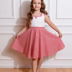 Chelsea Check Swing Dress In Red In Kids