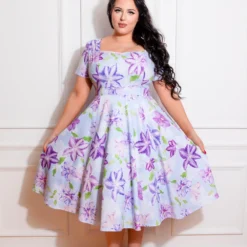 Erin Floral Swing Dress In Plus Size