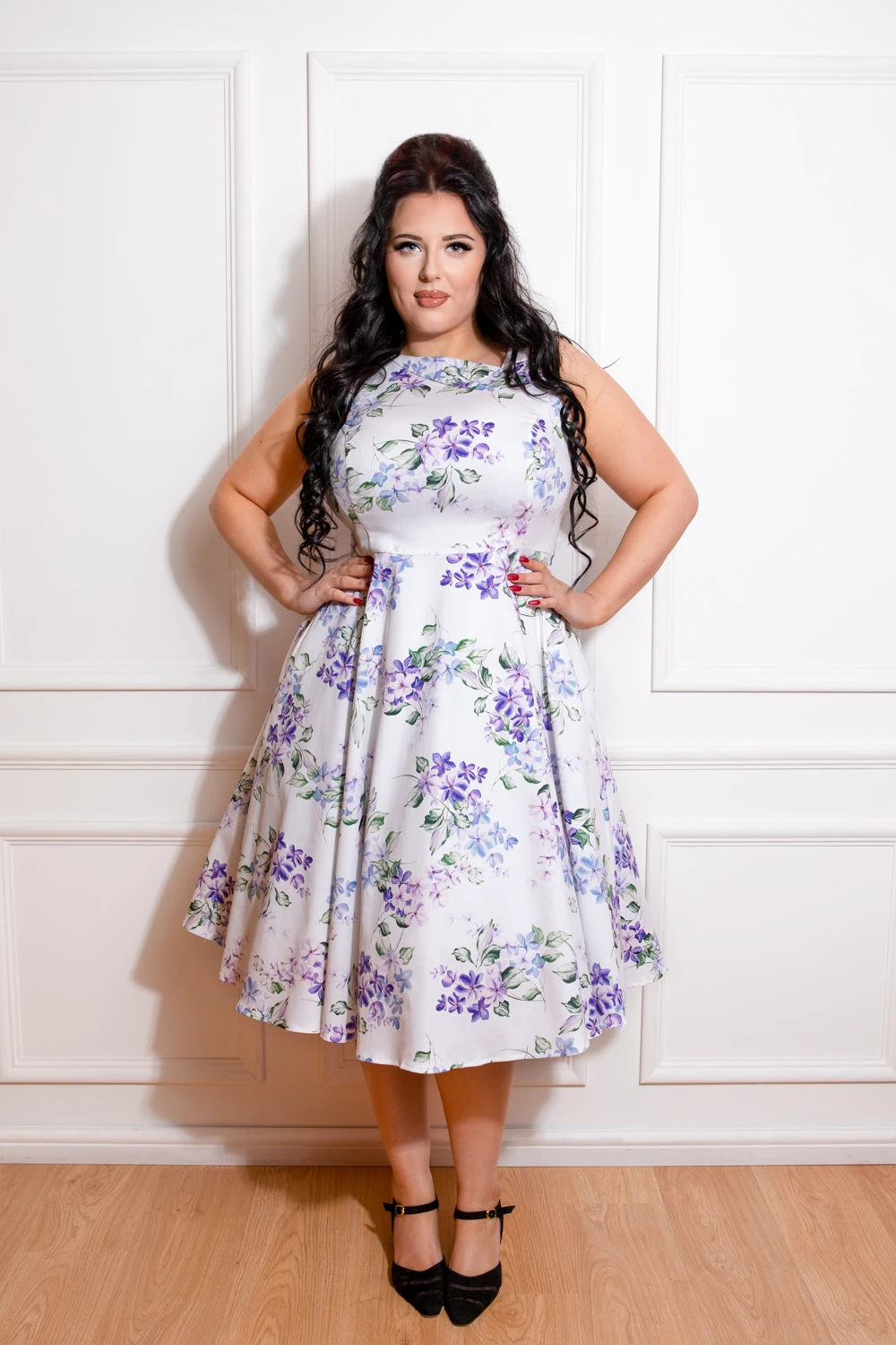 Tasha Floral Swing Dress In Plus Size