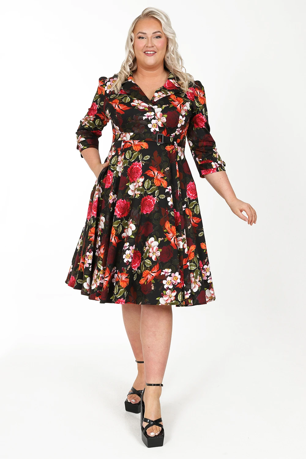 Kali Floral Swing Dress In Extended Sizing